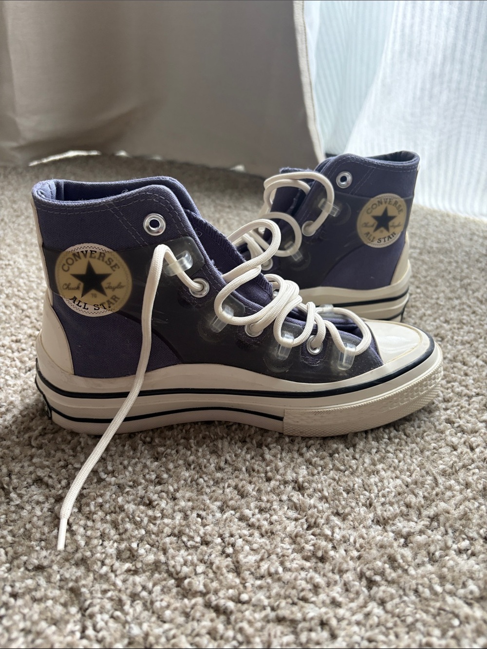 Converse Chuck Taylor All Star High Top Sneakers in Purple and White